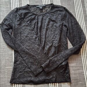 All Saints Black Long Sleeve Lace Top
